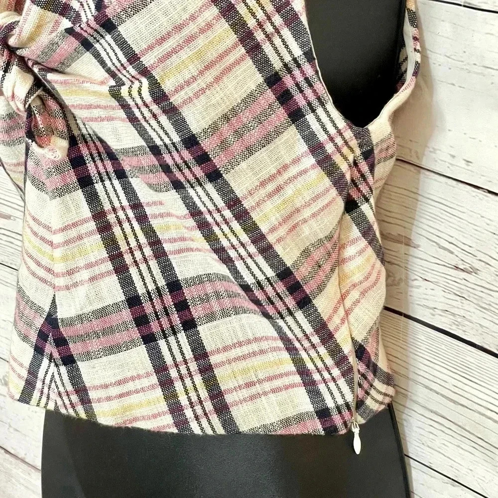 🎀EUC 🎀 Zara Womens TRF Plaid Crop Tank Top Sleeveless XS Bow Detail Pink Black - Picture 4 of 13